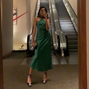 Wedding Guest Green Midi Dress